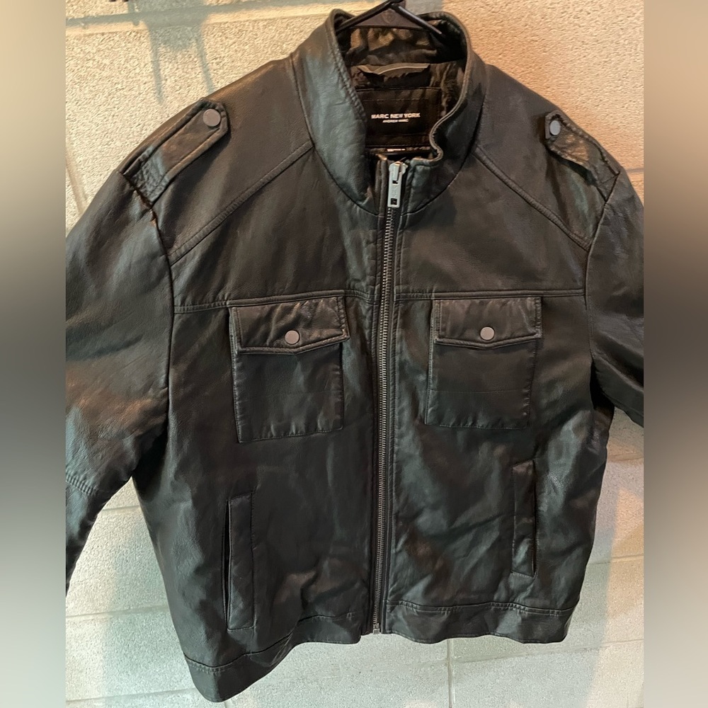 MARC NEW YORK faux leather bomber jacket size XXL black
